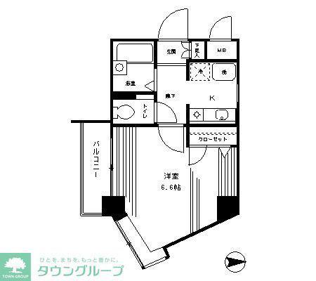 パーク・ヒルズ元住吉(1K/7階)の間取り写真
