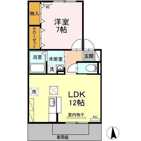 DEAR COURT(1LDK/1階)の間取り写真