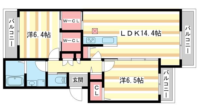 シャーメゾン桜井(2LDK/1階)の間取り写真