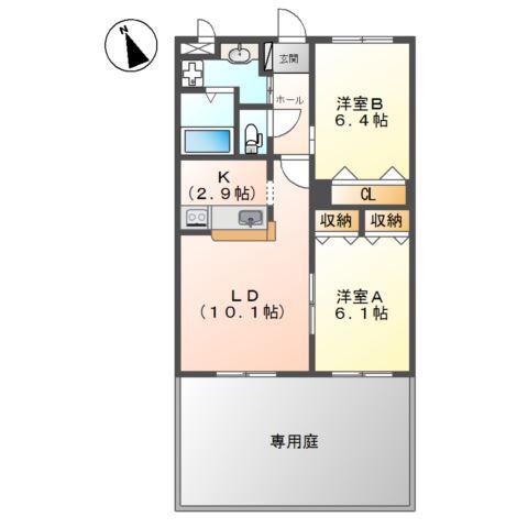 スペリアーモ(2LDK/1階)の間取り写真