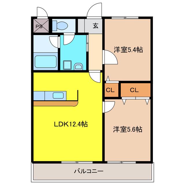 ガーディアン扶桑(2LDK/3階)の間取り写真