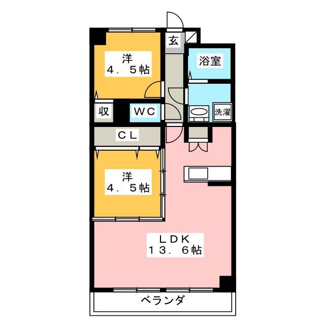 石原第7ビル(2LDK/5階)の間取り写真