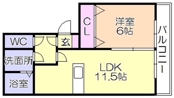 カトレアコート(1LDK/1階)の間取り写真