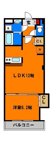 GRAZIA(1LDK/3階)の間取り写真