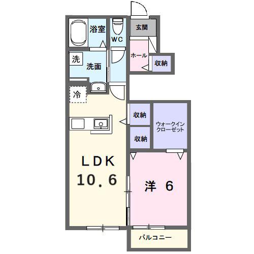 シティハイムD(1LDK/1階)の間取り写真