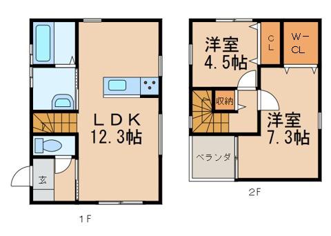 シアラ井辺IIA棟(2LDK/1階)の間取り写真
