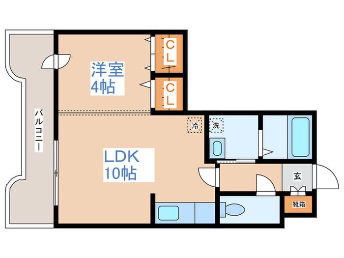 グラナイト414(1LDK/4階)の間取り写真
