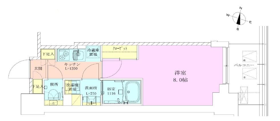 赤坂レジデンス壱番館(1K/7階)の間取り写真