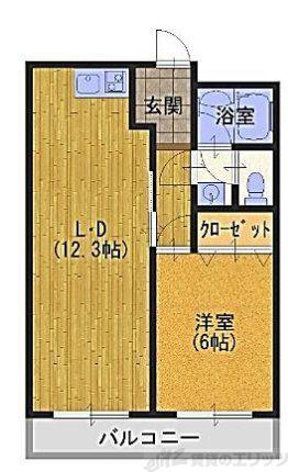 ミスターK上新庄(1LDK/1階)の間取り写真