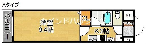 モンターニューロンドI(1K/3階)の間取り写真