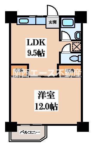 ビレッジハウス泉北栂タワー(1LDK/9階)の間取り写真