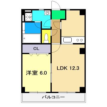 とさでん交通伊野線 鴨部駅 徒歩7分 6階建 築20年(1LDK/3階)の間取り写真