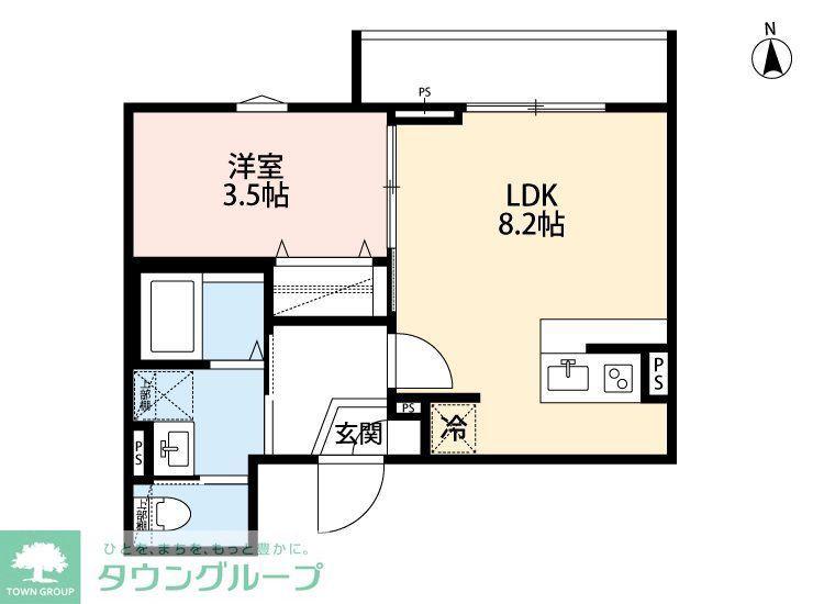 ROKUCHO PARK FRONT(1LDK/2階)の間取り写真