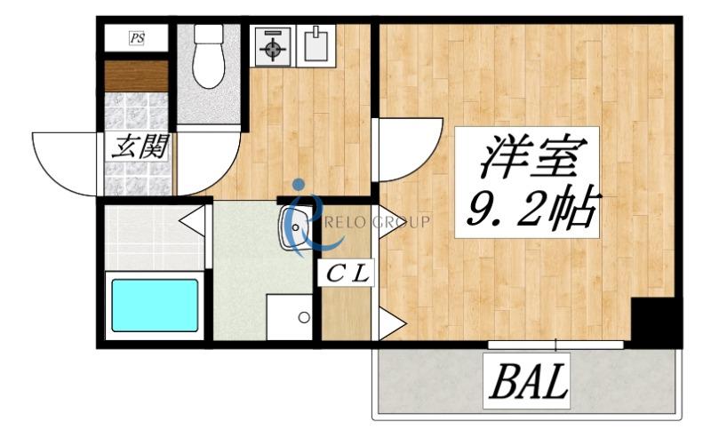 ラピス平野(1K/2階)の間取り写真