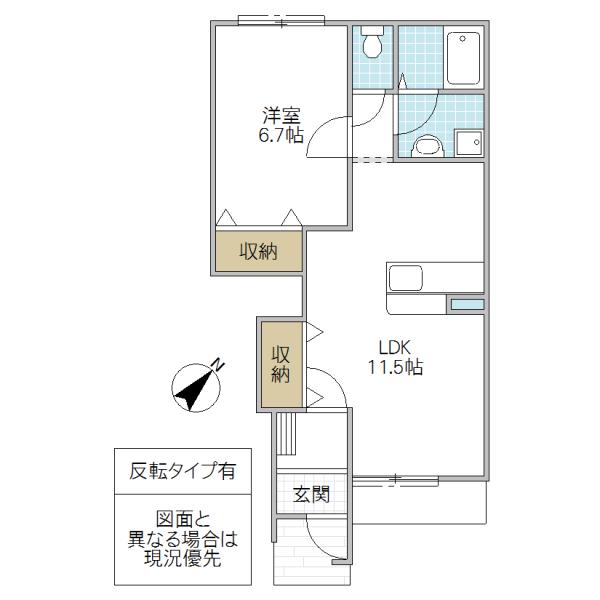 グランディア赤塚(1LDK/1階)の間取り写真