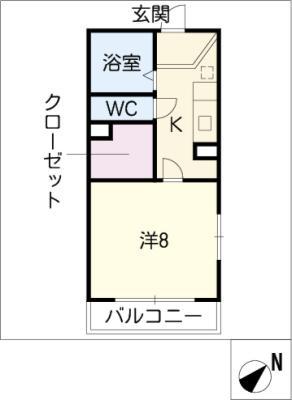 ディモーラ(1K/1階)の間取り写真