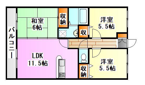 ルネス・コスモ(3LDK/6階)の間取り写真