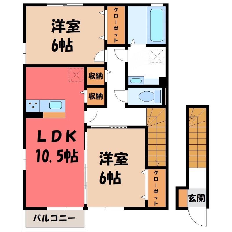 連取ハウス(2LDK/2階)の間取り写真