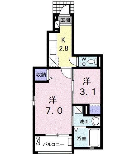 コルソ新所沢(2K/1階)の間取り写真