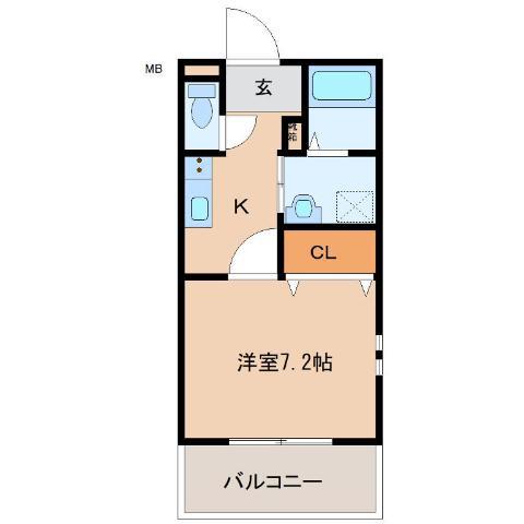 サンビレッジC棟(1K/2階)の間取り写真