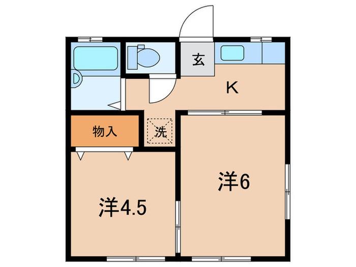 ベルグラン広沢(2K/1階)の間取り写真