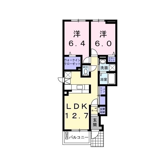 アルカンシエル(2LDK/1階)の間取り写真