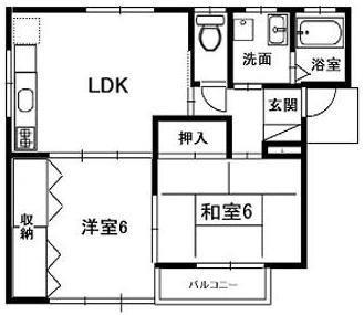コーポ ワコー(2LDK/2階)の間取り写真