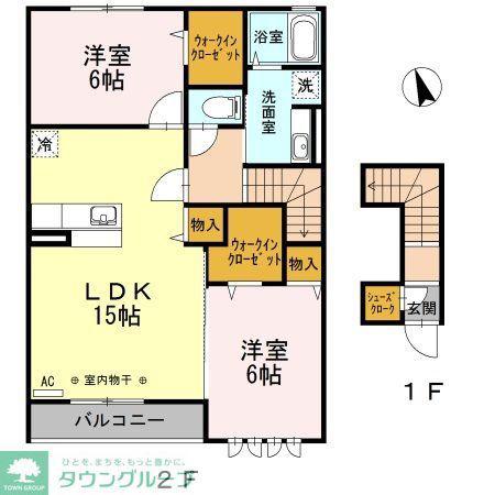 PURA VIDA B棟(2LDK/2階)の間取り写真