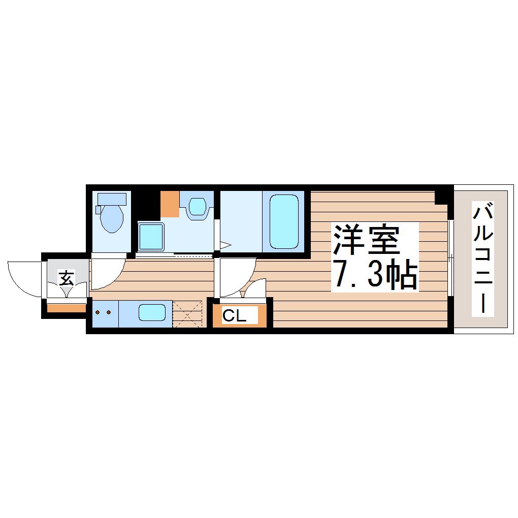 レジディア仙台上杉(1K/8階)の間取り写真