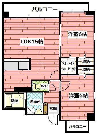 エミネンス西原壱番館(2LDK/5階)の間取り写真