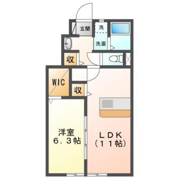 BLUE(1LDK/1階)の間取り写真