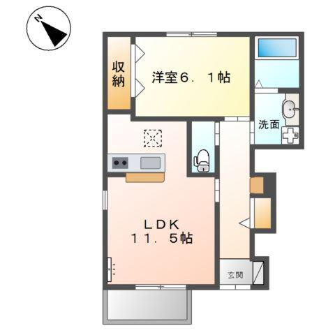 カーサ フェリーチェ(1LDK/1階)の間取り写真
