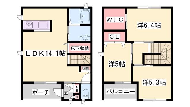 PRIME HILLS A棟(3LDK/2階)の間取り写真