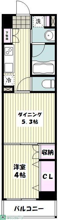 AXAS菊名LRアクサスキクナエルアール(1DK/2階)の間取り写真