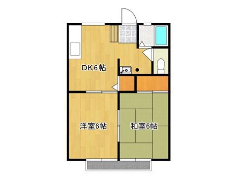 パナハイツ荻(2DK/2階)の間取り写真