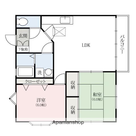 グリーンシンフォニーI(2LDK/2階)の間取り写真