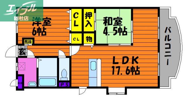 アプランドルIV(2LDK/2階)の間取り写真