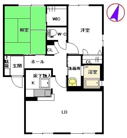 ハーティストN G棟(2LDK/1階)の間取り写真