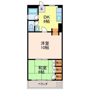 コーポオオサワII(2DK/2階)の間取り写真