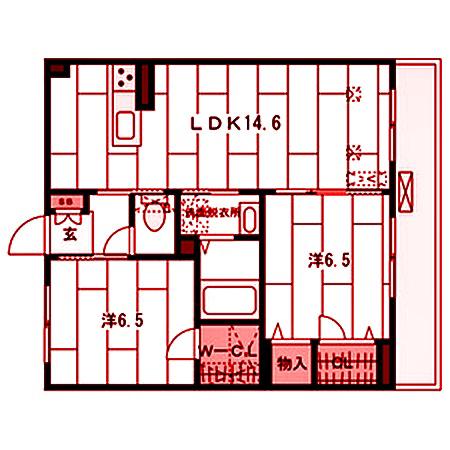 プログレス新鶴見(2LDK/1階)の間取り写真