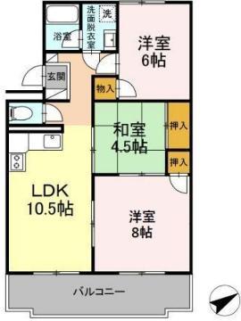 ローズハイツ川口(3LDK/4階)の間取り写真