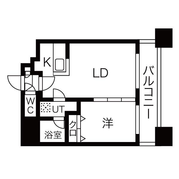ラトゥール(1LDK/12階)の間取り写真