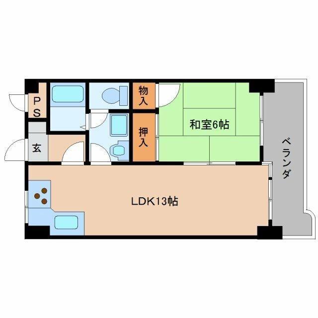 安部山公園センチュリ-21弐番館(1LDK/6階)の間取り写真