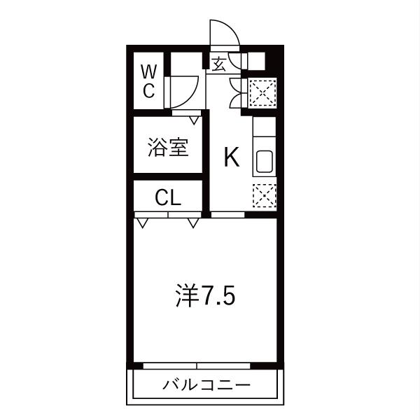 ヴィスタ(1K/5階)の間取り写真
