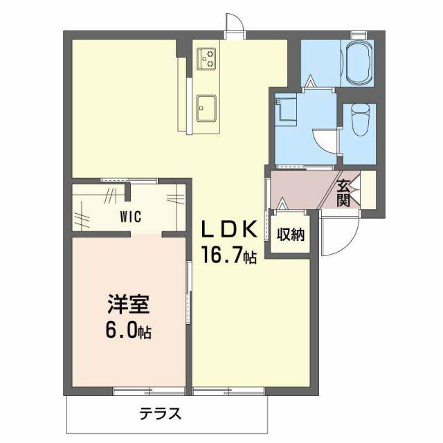 グリーンロード B(1LDK/1階)の間取り写真