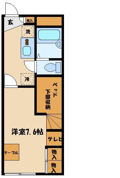 レオパレスフエキ(1K/2階)の間取り写真