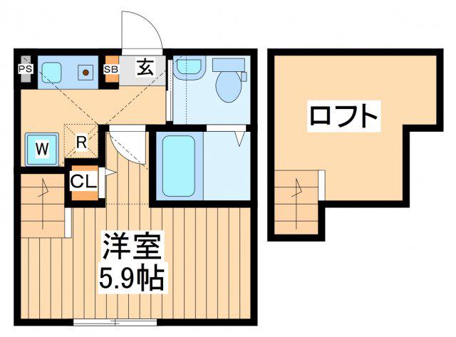 グリーントラスト淵野辺(1K/2階)の間取り写真