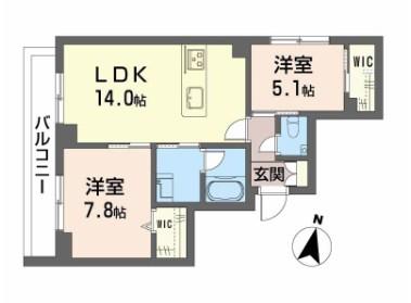 シャーメゾン東大利1丁目(2LDK/3階)の間取り写真