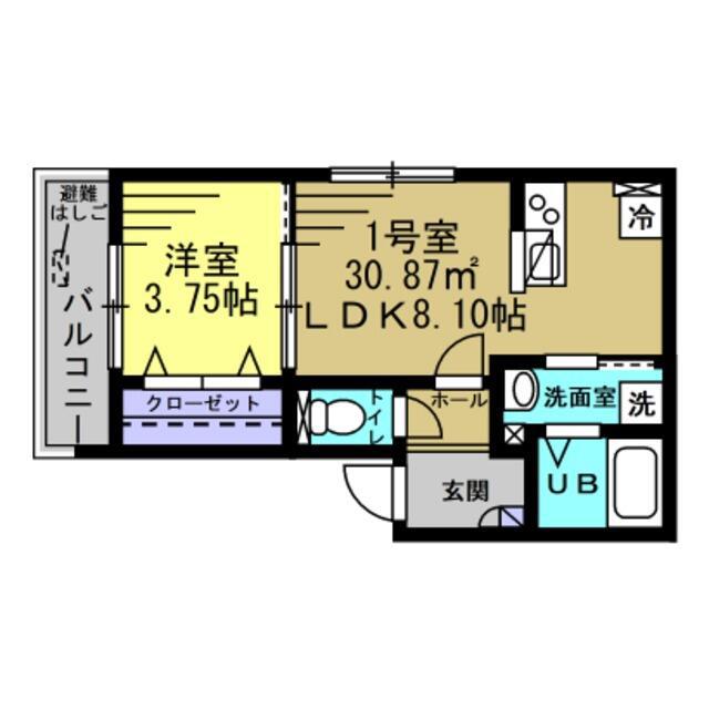 オークプレイス(1LDK/1階)の間取り写真