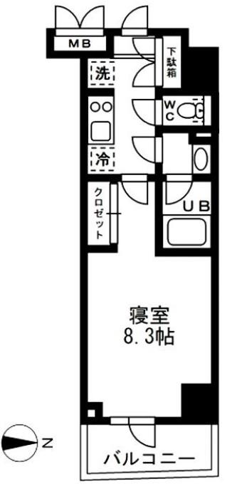 レジディア亀戸プレイス(1K/12階)の間取り写真